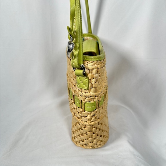 Brighton Straw Crossbody Bag Raffia Woven Green Leather Trim Natural - Picture 6 of 15